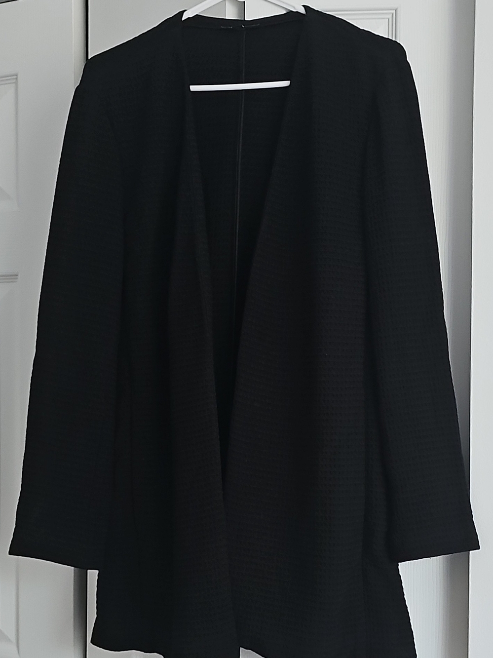Eileen Fisher Black Open-Front Draped Jacket